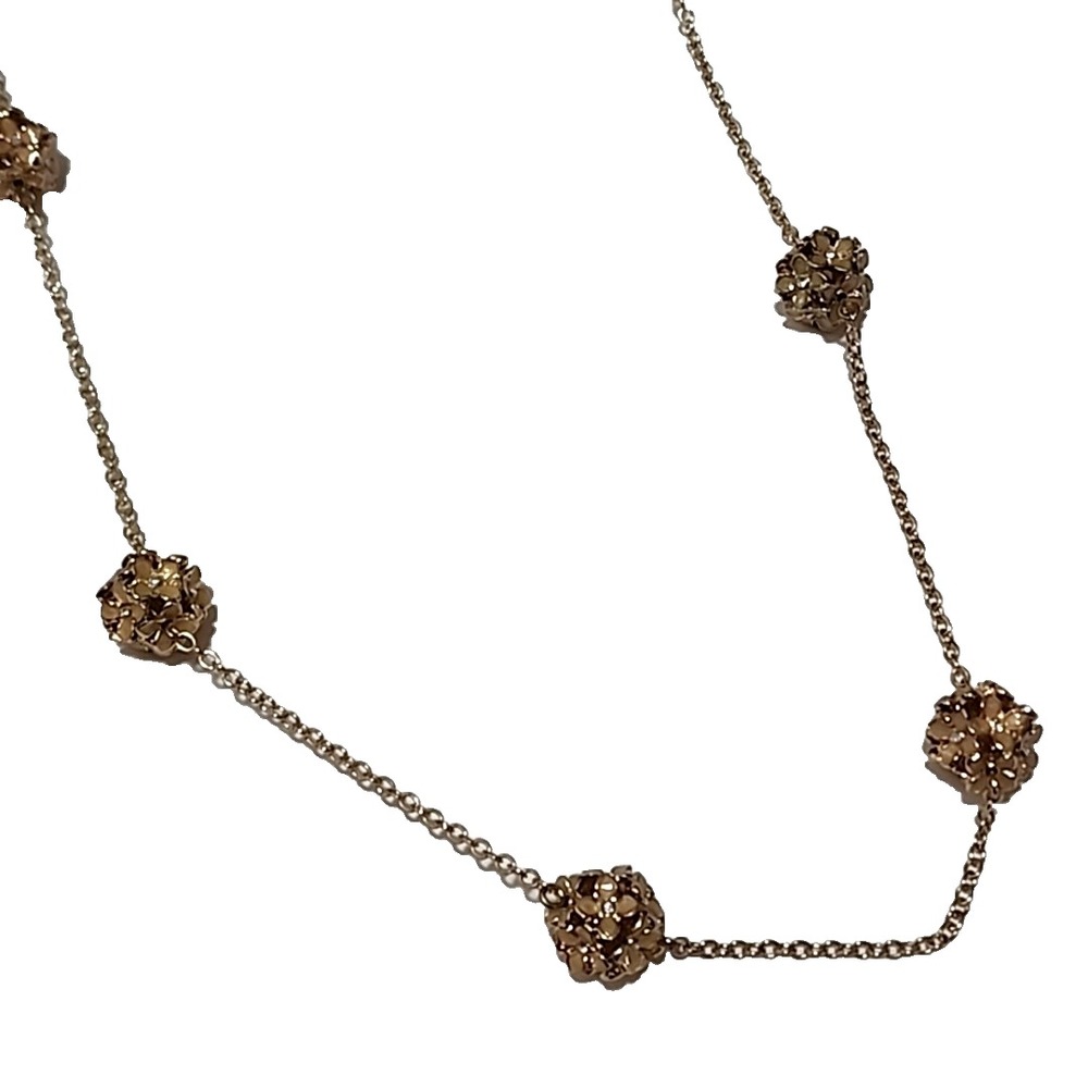 Fashion‎ Jewelry Gold Tone Necklace Flower Rhinestone 20 in